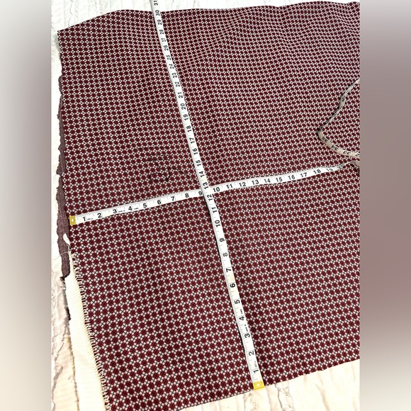 Vintage 70's Polyester Fabric 60" wide Red Black Micro Argyle Harlequin Plaid - Picture 2 of 3